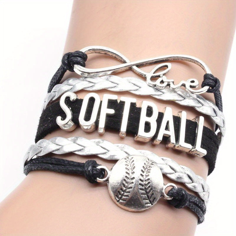 Boho Softball Knitted Bracelet for Women Fans