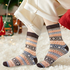 5 Pairs Winter Warm Crew Socks Vintage Breathable