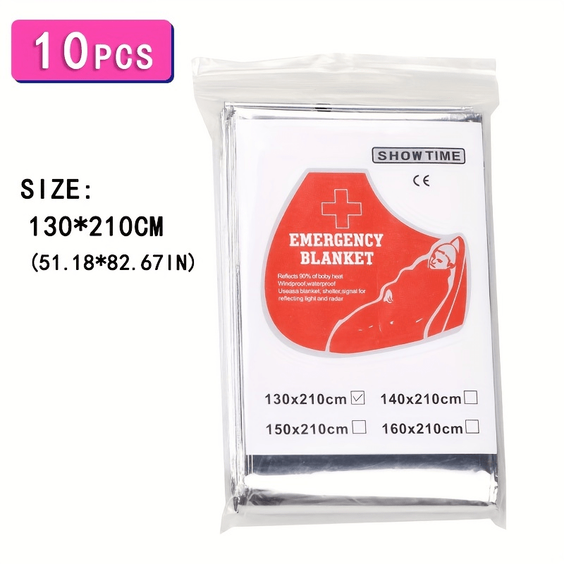 10pcs Emergency Survival Thermal Blankets Waterproof Windproof Reusable