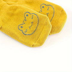 3 Pairs Baby Girl's Non Slip Calf Socks Animal Pattern Cotton Blend