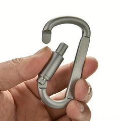 4pcs Aluminum D Shape Locking Carabiner Screw Lock Hook Keychain