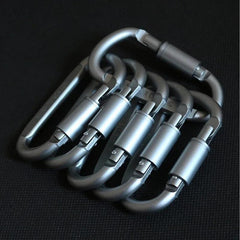 4pcs Aluminum D Shape Locking Carabiner Screw Lock Hook Keychain