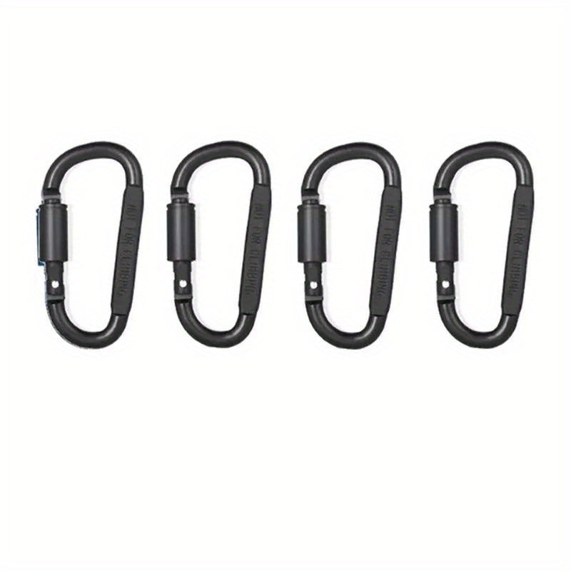4pcs Aluminum D Shape Locking Carabiner Screw Lock Hook Keychain
