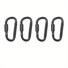 4pcs Aluminum D Shape Locking Carabiner Screw Lock Hook Keychain