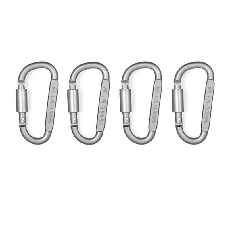 4pcs Aluminum D Shape Locking Carabiner Screw Lock Hook Keychain