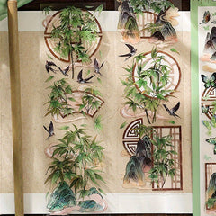 Nat Style Flower & Bird Stickers 3 Sheets Idle Garden Flowers Series