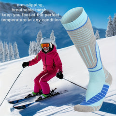 1pair Knee High Ski Socks Thickened Sports Sweat-absorbing Non-slip Warm Socks