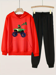Clover Car Graphic 2pcs Sets Girls Hoodies Jogger Pants Set