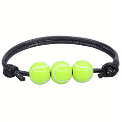 Sports Charm Bracelet Adjustable Rope Football Baseball Basketball Bead