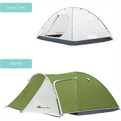 Double Layer 4 Person Camping Tent Waterproof Windproof with 2 Large Doors