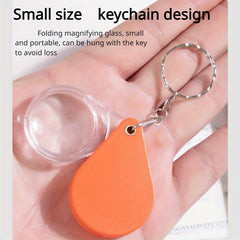 2pcs Mini Folding Magnifying Glass Keychain Portable HD Reading Mirror