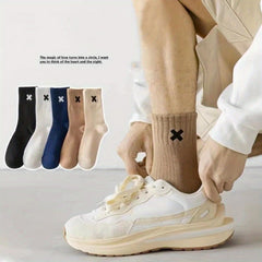 5 Pairs Men's Solid Crew Socks Breathable Comfortable Casual Unisex Socks