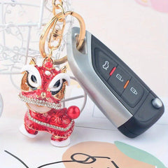 Chinese Lion Dance Keychain Bag Charm Women's Accessory