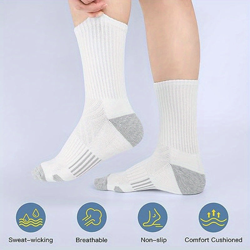 Men's Mid Crew Sport Socks: Breathable, Sweat Absorbing, Comfy