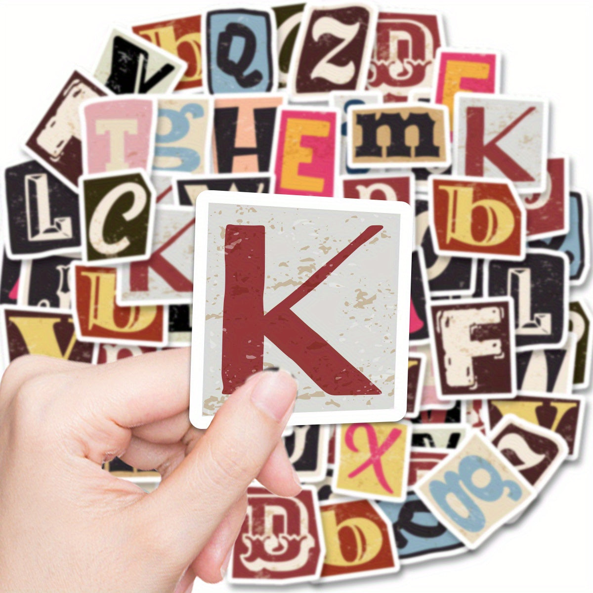 52pcs Vintage Letter Stickers Old Fashioned Set for Laptops & Phones