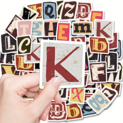 52pcs Vintage Letter Stickers Old Fashioned Set for Laptops & Phones