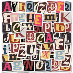 52pcs Vintage Letter Stickers Old Fashioned Set for Laptops & Phones
