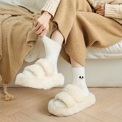 Teen's Cartoon Knit Crew Socks Plush Soft Comfy Breathable Outdoor Wear