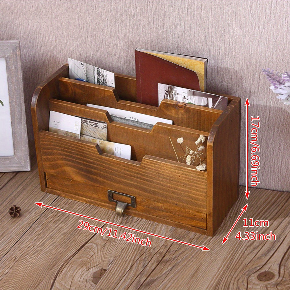 Wooden Retro Desktop Drawer Storage Box