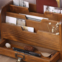 Wooden Retro Desktop Drawer Storage Box