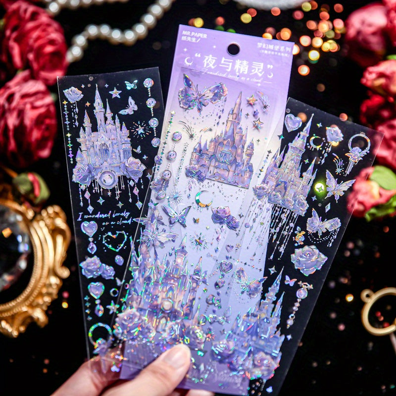 Embossed Hot Sticker Bag Dream Castle Series Retro Guka Material