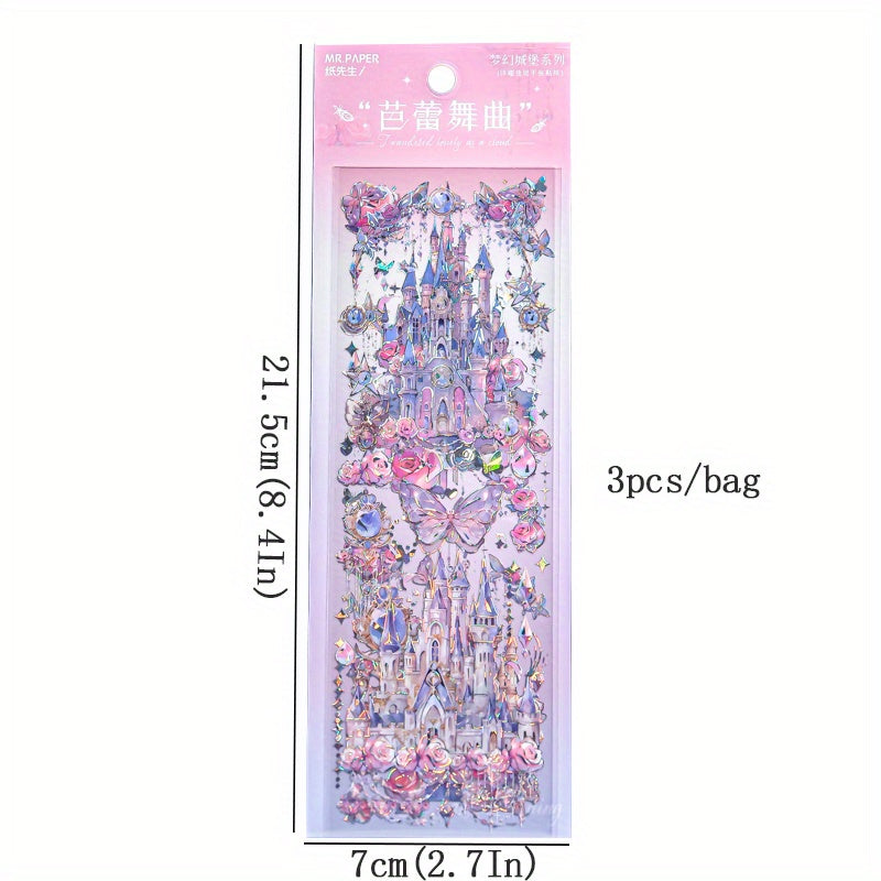 Embossed Hot Sticker Bag Dream Castle Series Retro Guka Material