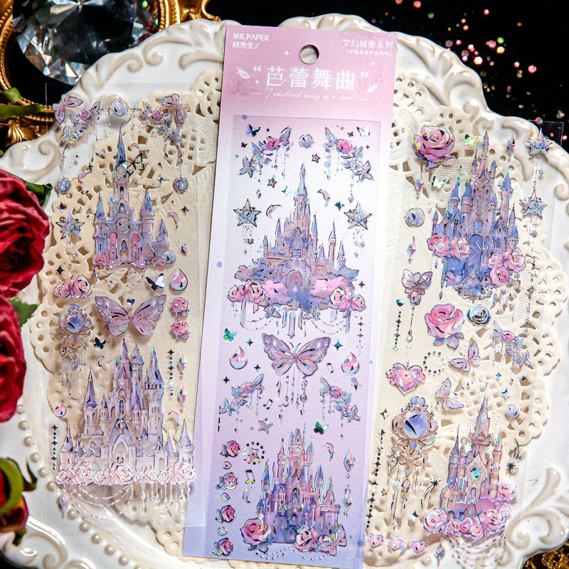 Embossed Hot Sticker Bag Dream Castle Series Retro Guka Material