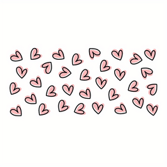Hearts UV DTF Cup Wraps For 16oz Glass Cup