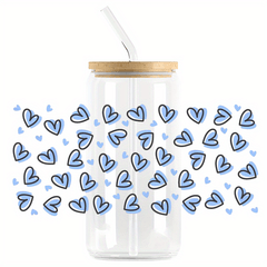 Hearts UV DTF Cup Wraps For 16oz Glass Cup