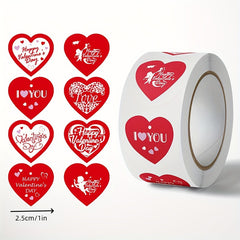 500 Red Love Birthday Thank You Seal Sticker Roll