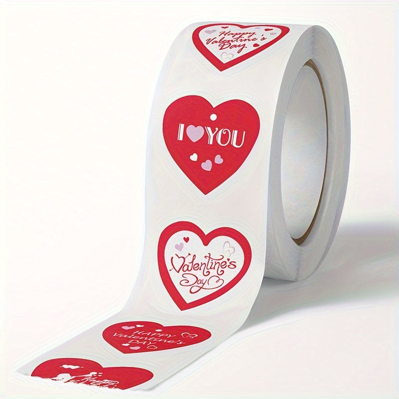 500 Red Love Birthday Thank You Seal Sticker Roll