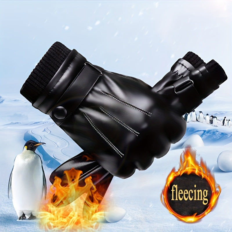Men's Fleece Lined Touchscreen Gloves for Outdoor Cycling & Skiing