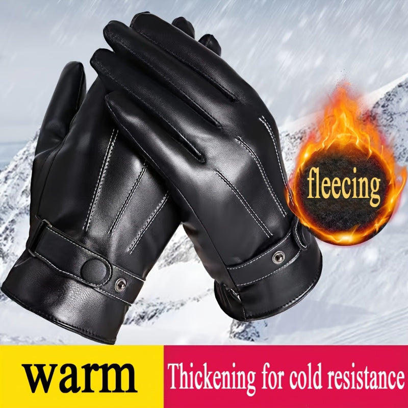 Men's Fleece Lined Touchscreen Gloves for Outdoor Cycling & Skiing