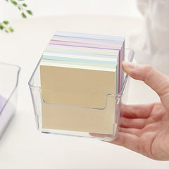 Clear Small Sticky Note Storage Box Plastic Organizer For Desktop Office