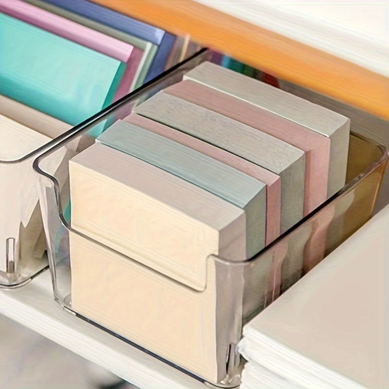 Clear Small Sticky Note Storage Box Plastic Organizer For Desktop Office