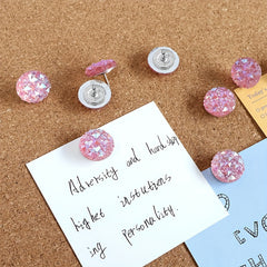 20pcs Pink Glitter Crystal Head Map Tacks Home Office Classroom Use