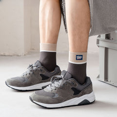 5 Pairs Men's Block Crew Socks Comfy Casual Unisex Outdoor All Seasons