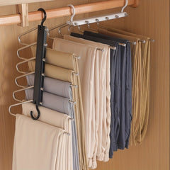 2pcs Stainless Steel Folding Pants Rack Wardrobe Storage Artifact
