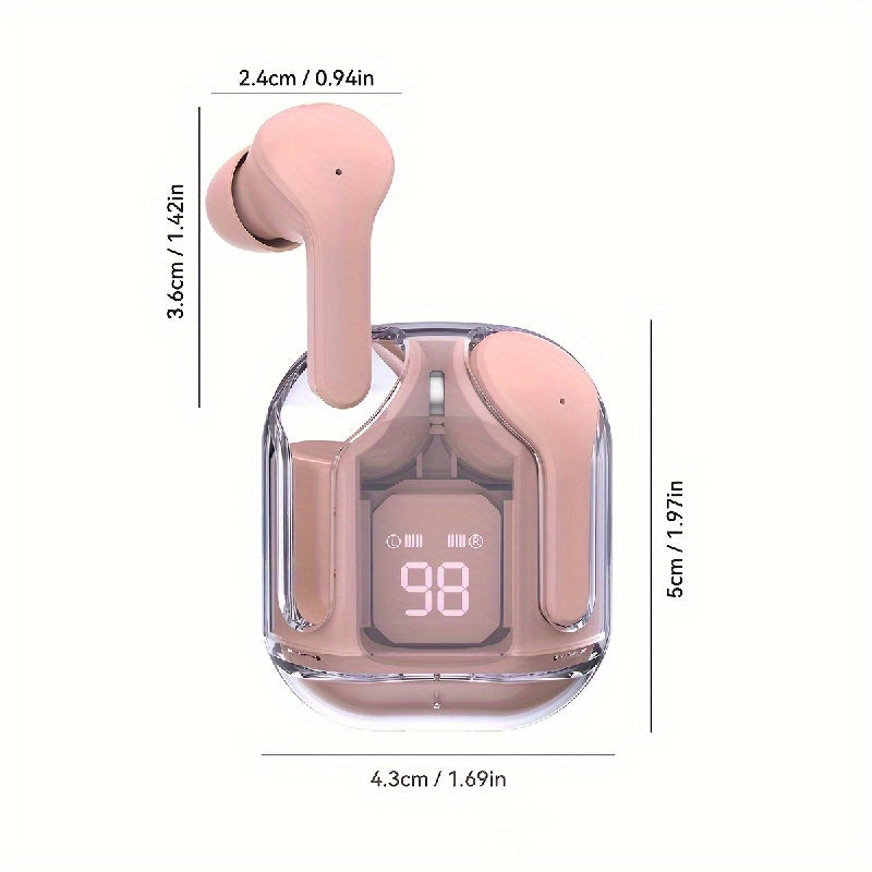 Transparent TWS Wireless Earbuds Touch Button Digital Display