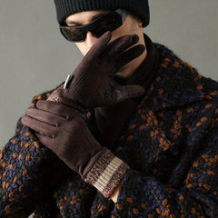 Retro Winter Riding Gloves Cold Wind Proof Thickened