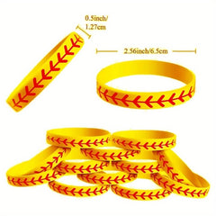 20pcs Silicone Baseball Bracelet Softball Bangle Cuff Wristband for Players