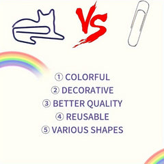 30pcs Cat Shaped Bookmark Clip Cartoon Animal Paper Clip Unique Spiral Clip