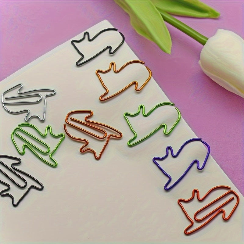 30pcs Cat Shaped Bookmark Clip Cartoon Animal Paper Clip Unique Spiral Clip