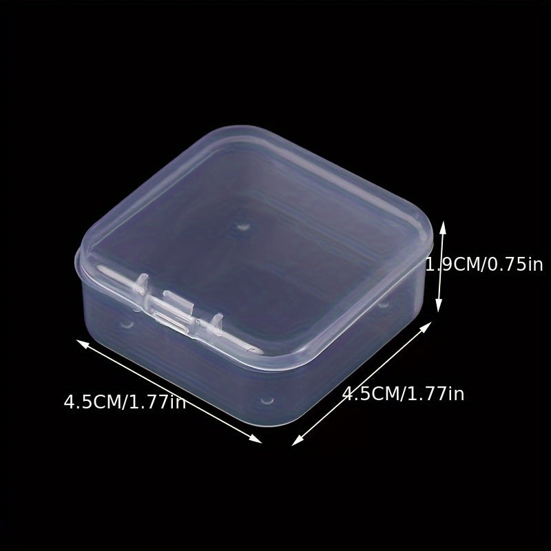10pcs Square Clear Plastic Storage Box Case Hinged Cover Beads Container