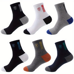 Men's Mid Crew Sport Socks, 5 Pairs, Sweat Absorbing, Comfy, Breathable