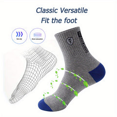 Men's Mid Crew Sport Socks, 5 Pairs, Sweat Absorbing, Comfy, Breathable