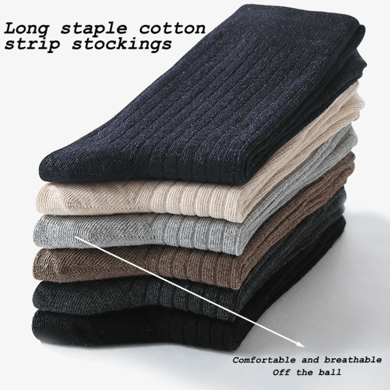 6 Pairs Men's Solid Crew Socks Breathable Comfy Casual Unisex Socks All Seasons