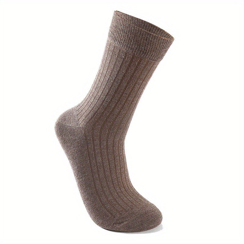 6 Pairs Men's Solid Crew Socks Breathable Comfy Casual Unisex Socks All Seasons