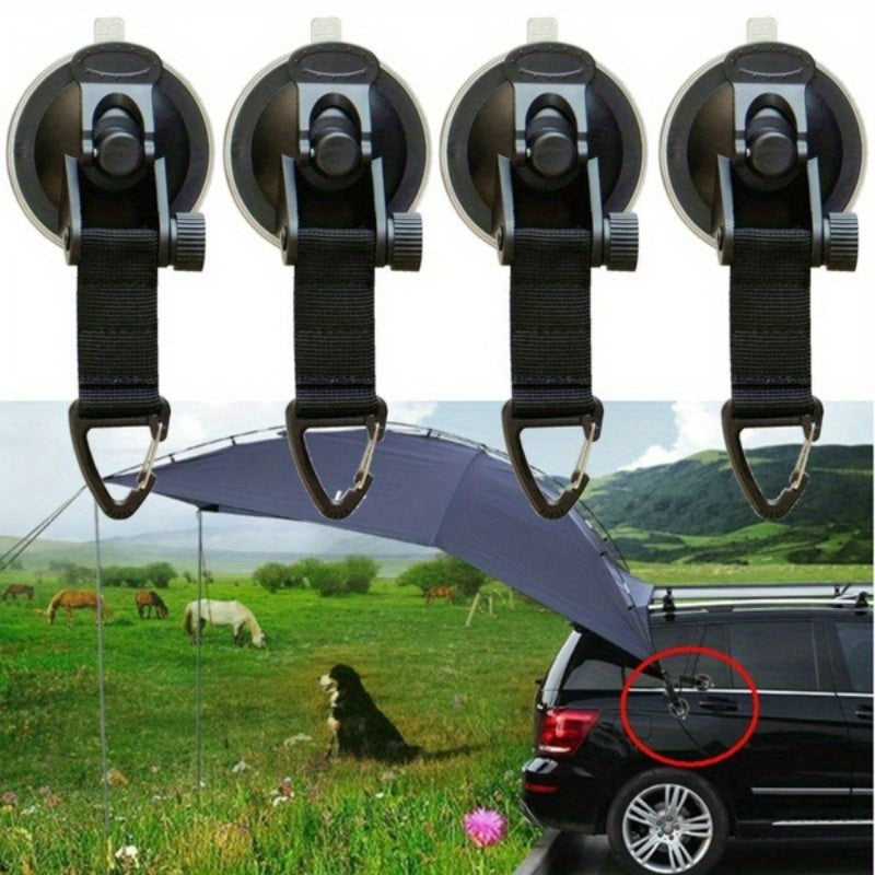 4pcs Camping Tent Suction Cup w/ Hook - Car Canopy Suction Cup Hook