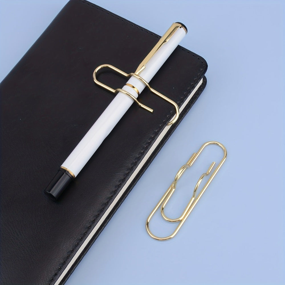 2pcs Metal Pen Clip Holder Paper Clip School Office Supplies